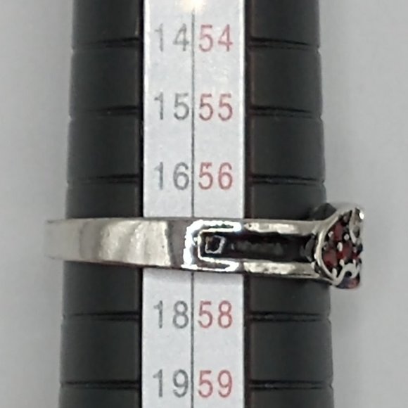 Unisex Bat Ring Silver Tone With Red Stones and Black Enamel Size 8 - Picture 4 of 9